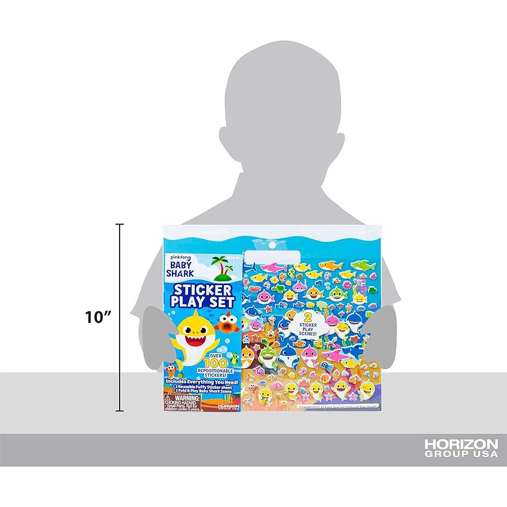 Horizon Group USA Набор наклеек Baby Shark 100+ многоразовых наклеек Складная игровая сцена Разноцветный