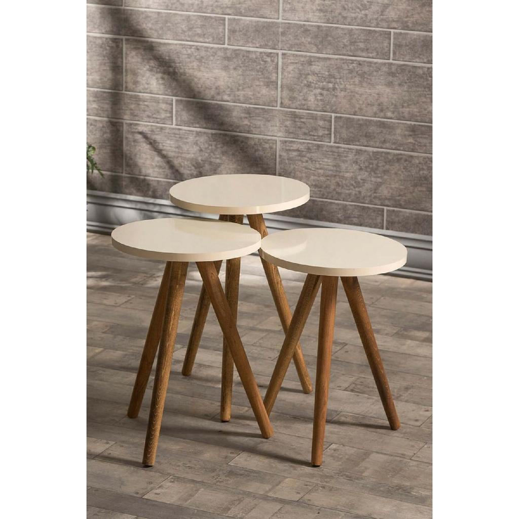 Столик для раскладывания 3 предмета Деревянный Оригинальный Точеная ножка Белый