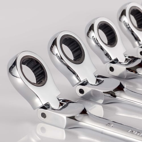 Korekaou Flex Ratchet Wrench, 8/9/10/11/12/13/14/15/16/17/18/19mm, Dual-Use Head, 180 Adjustable Angle, Swivel Ratchet, Storage Pouch Included (12-Pi