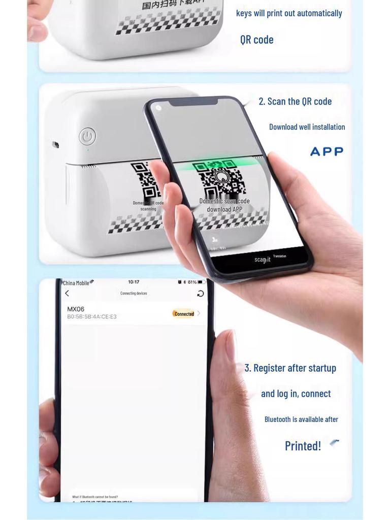 Ультра-четкий мини-портативный студенческий принтер: Умный термо-органайзер без чернил