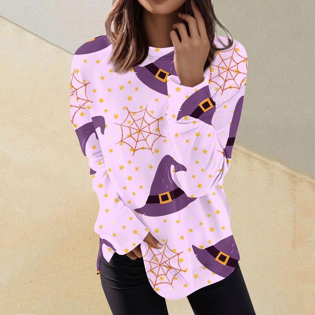 Женский повседневный модный пуловер с длинным рукавом и круглым вырезом с принтом