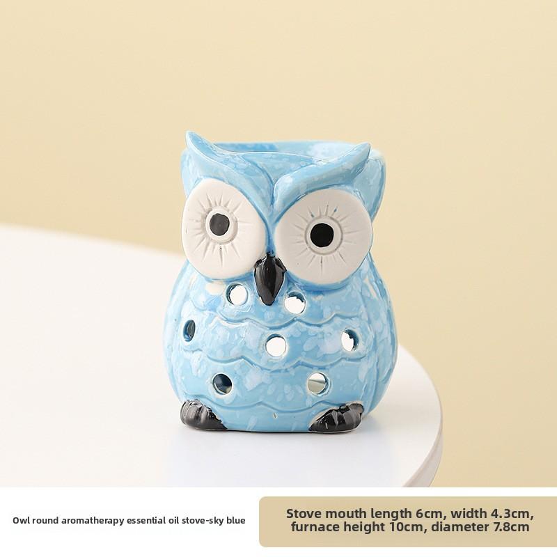 Керамическая аромалампа с прорезями, комнатная лампа для ароматерапии со свечой, ретро бытовая аромалампа, лампа для эфирного масла в виде совы для спальни