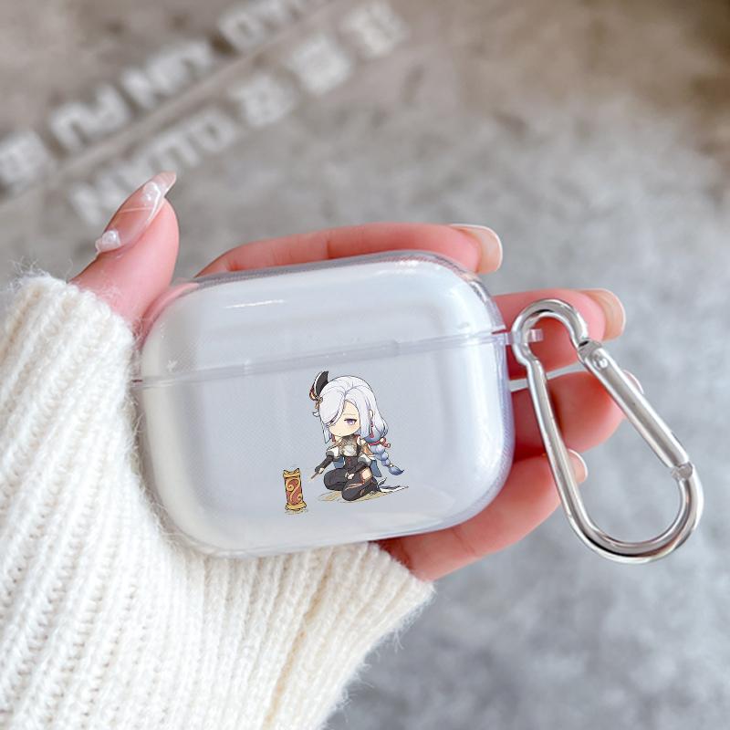 Genshin Impact Кли Кли Ци Ци Сяо Чехол для Apple Airpods 2 1 Чехлы для наушников с крючком для Airpod Pro 3 Pro2 Прозрачные защитные чехлы