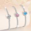 New  New In 1ct Pink Sea Blue Moissanite Bracelet for Women Wedding Fine Jewelry Real 925 Sterling Silver Chain Bracelets
