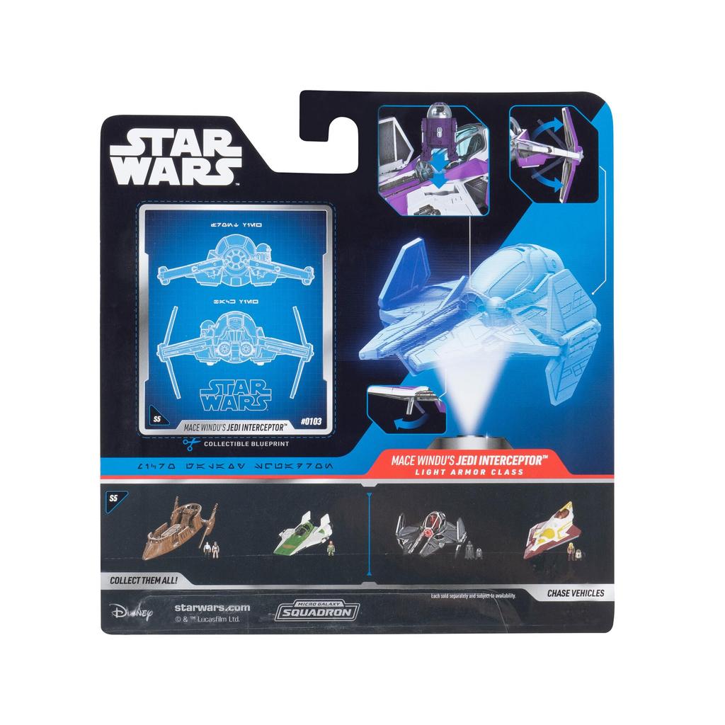 Star Wars Micro Galaxy Squadron Mace Windu's Jedi Interceptor Mystery Bundle - 3-inch Light Armor Class and Scout Class Vehicles with Accessories