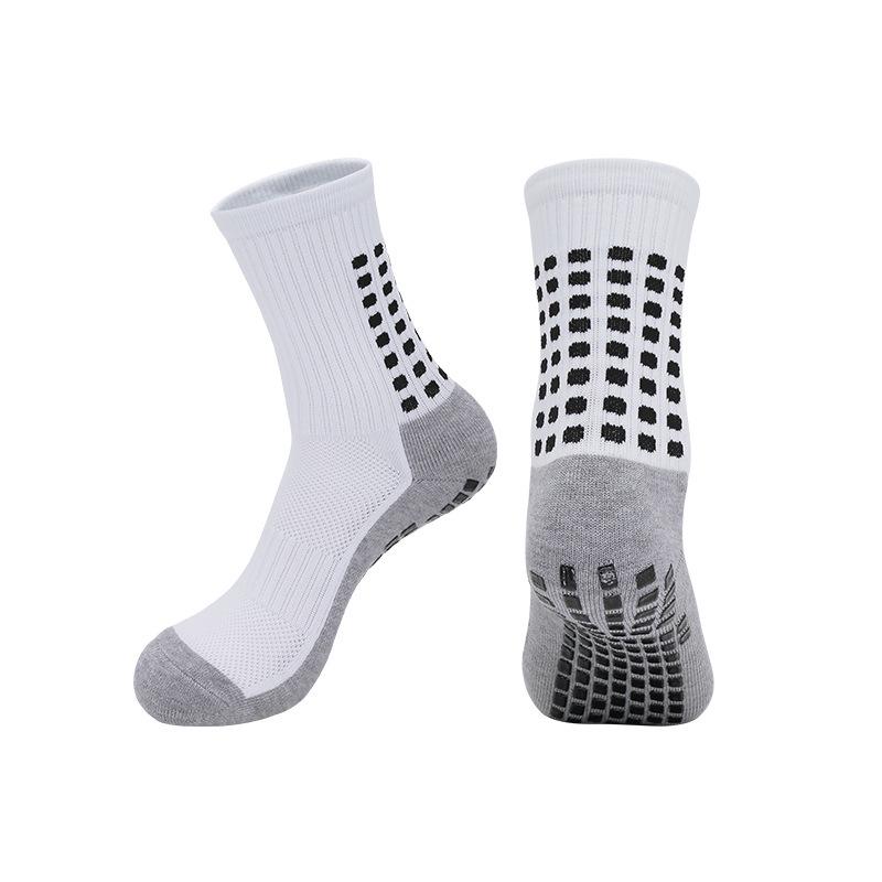 «Взрослые противоскользящие дышащие футбольные носки средней длины для тренировок с махровой подошвой»