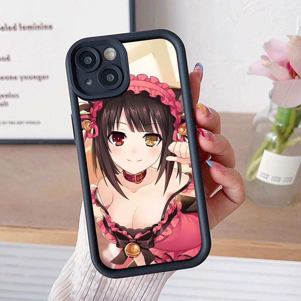 Date a Live Куруми Токисаки Утолщенный ТПУ Чехол для Мобильного Телефона для iPhone 17 16 15 14 13 12 11 Air Pro Max Plus Цветной Чехол
