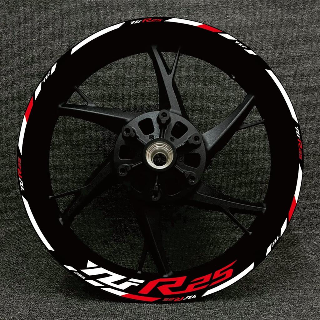 Stripe Sticker Fit Yamaha YZF R25 YZFR25 Motorcycle Wheel Hub Decal Rim Decoration Sticker Reflective Sticker (Color : D)