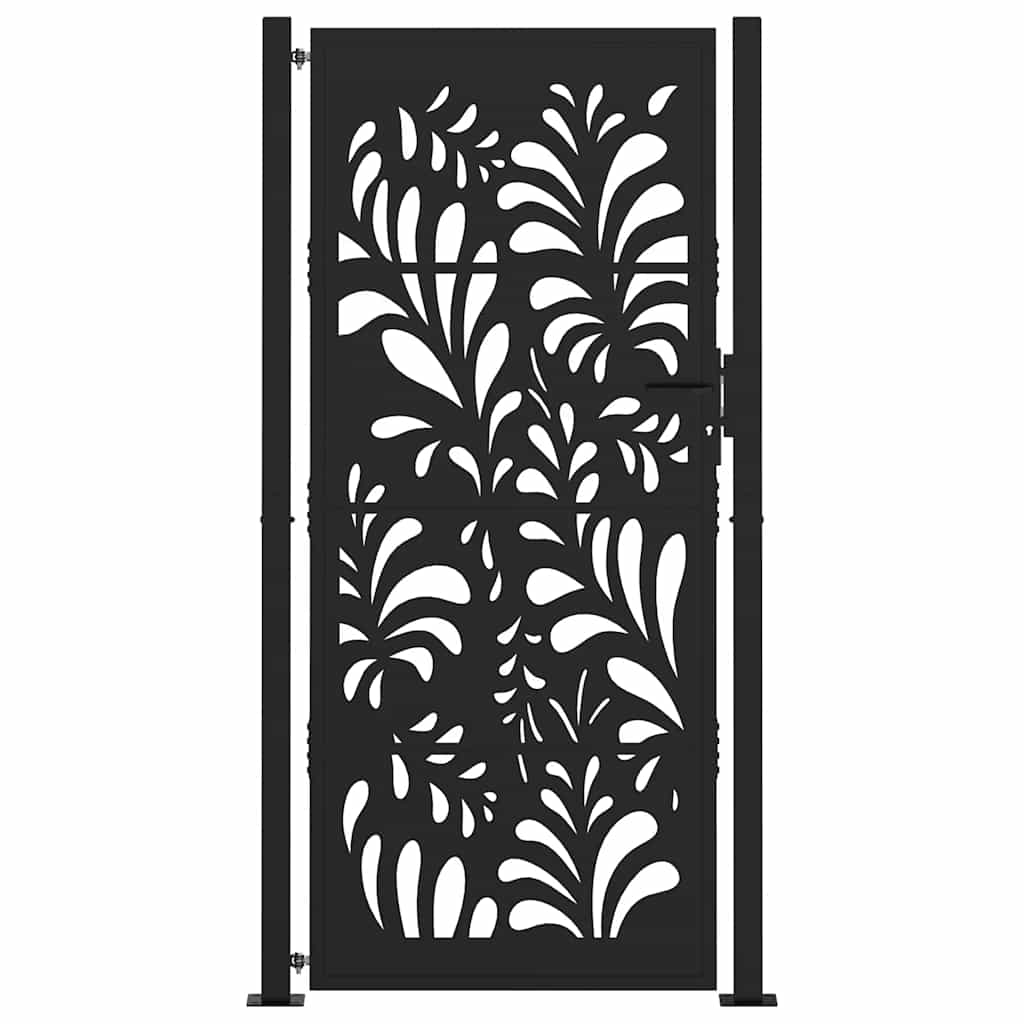 Garden Gate Black 100x200 cm Steel Wavy Design