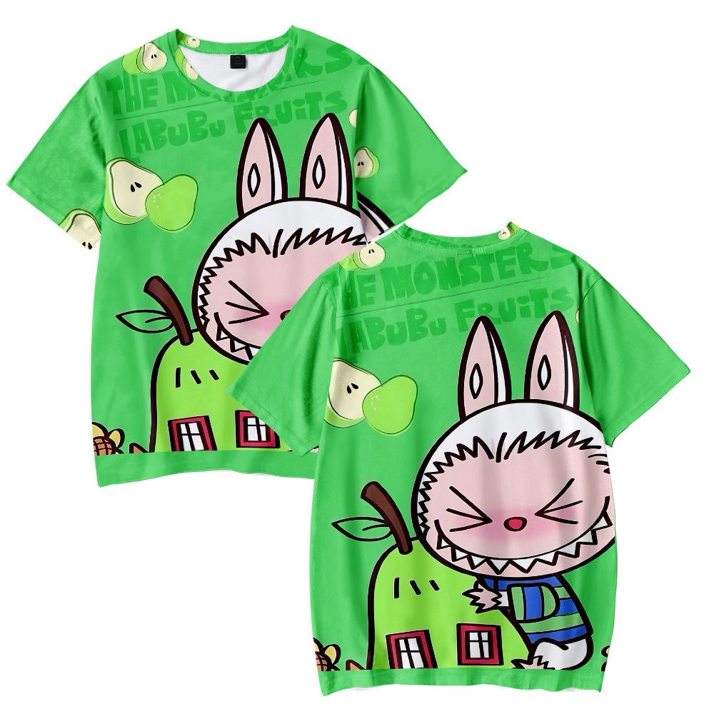 8 цветов Женская Мужская Повседневная Футболка LABUBU Принт Футболка Летняя Женская Мужская Одежда Модные Футболки