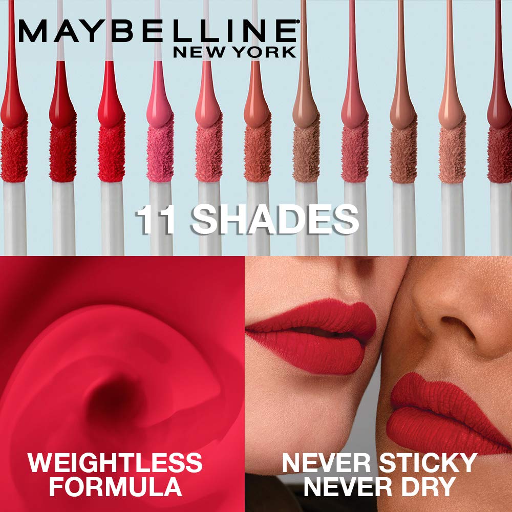 Maybelline New York Sensational Жидкая матовая помада 03 Flush It Red 7 мл Легкая Нелипкая Не сушит
