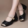 French Style Small Fragrant Style Mary Jane Shoes New Sequin Thick Heel Bean Shoes For Spring Women'S Singles Shoes