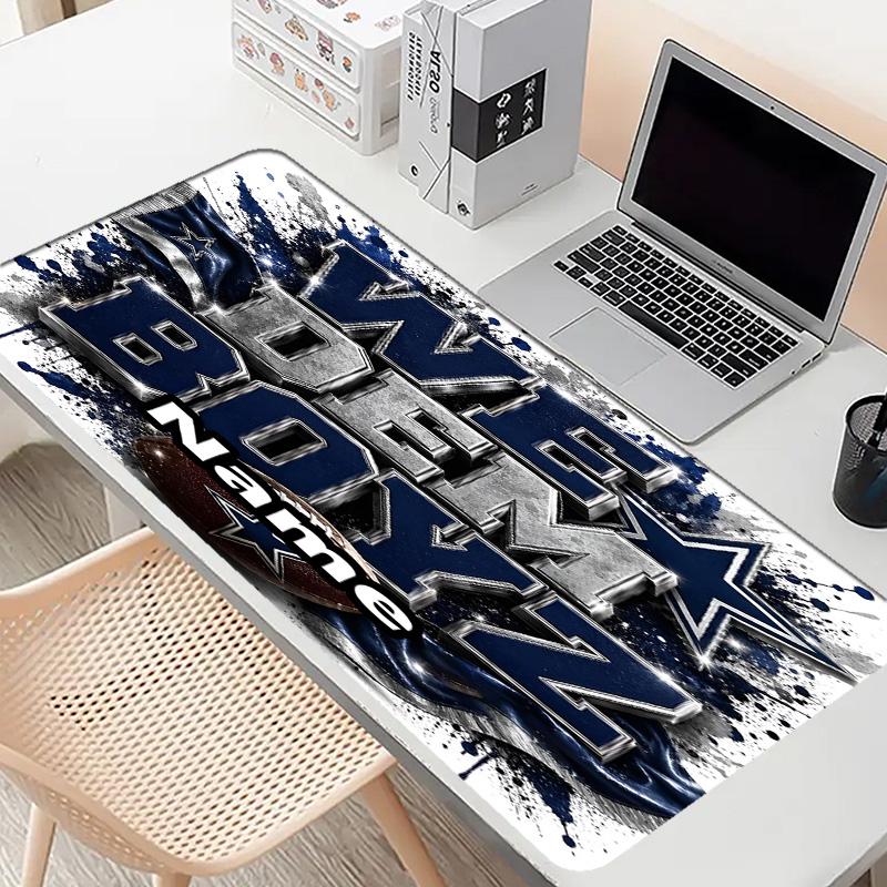 Custom Name Personalized Dallas Cowboys Pattern Mousepad, Laptop PC Desk Mat, Decorative Desk Mat for Home Keyboard Pad Gift