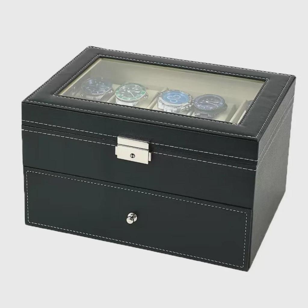 Коробка для хранения часов из двухслойного стекла с замком