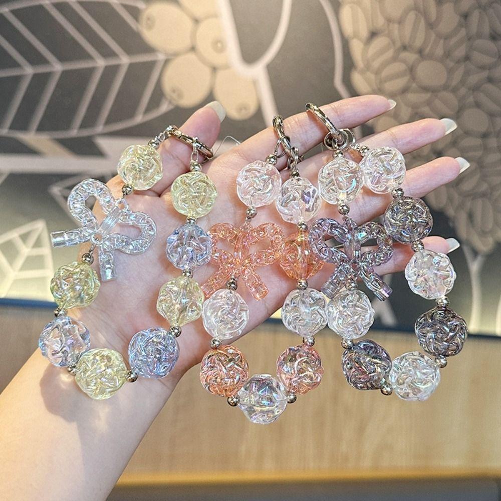 Подвеска-брелок для сумки из бисера, цепочка для телефона, подвеска из неправильных прозрачных бусин, милый брелок-конфета, украшение для ключей