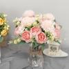 New Artificial Flowers Silk Peony Rose Hydrangea Bouquet Home Table Christmas Decorations Party DIY Wedding Bride Fake Flowers