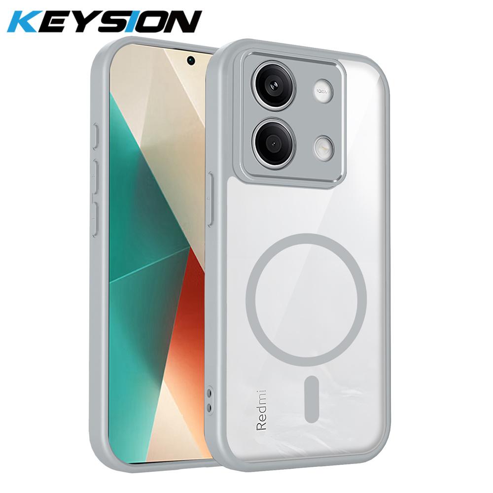 KEYSION Прозрачный магнитный чехол для телефона для Xiaomi POCO M6 Pro 4G Мягкий силикон+ПК HD Clear Ударопрочная задняя крышка для POCO X6 5G