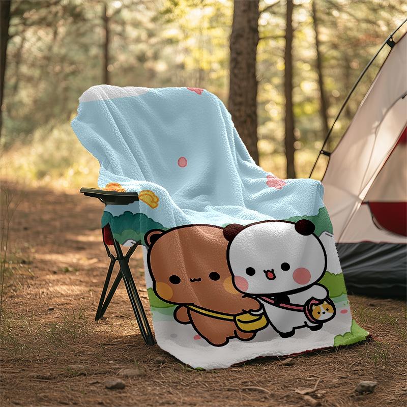 1pc Yier BuBu Bear1 Theme Blanket - Digital Print, Polyester, Cozy for All Seasons, Perfect for Outdoor, Camping, and Travel