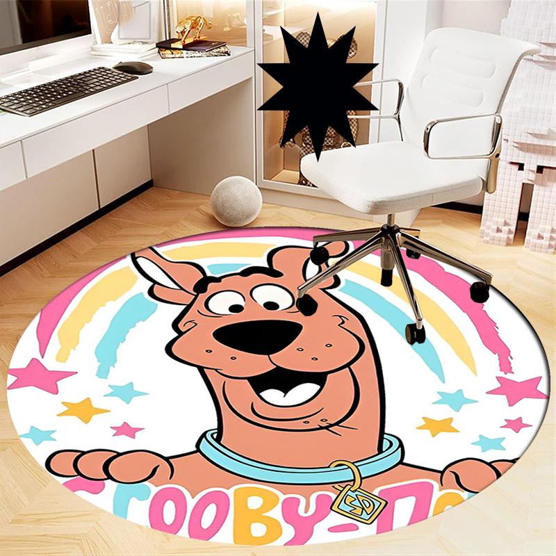 Scooby-Doo Printed Round Rug Carpet Chair Rug Area Rug Entryway Doormats,for Office Chair Living Room Bedroom Kitchen Room.
