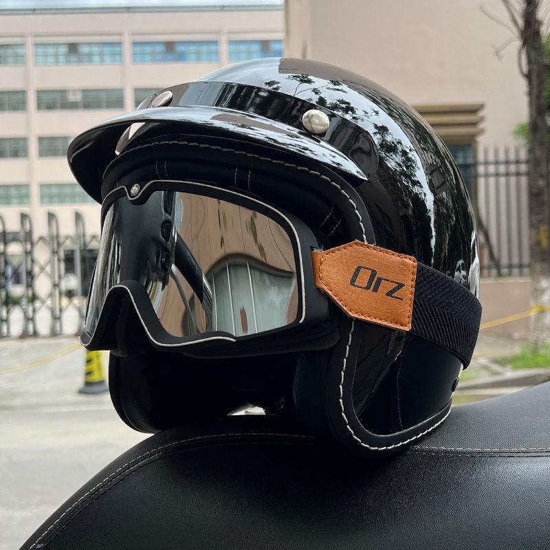 Retro Motorcycle Helmet Men's and Women's Electric Vehicle Scooter 3/4 Half Helmet