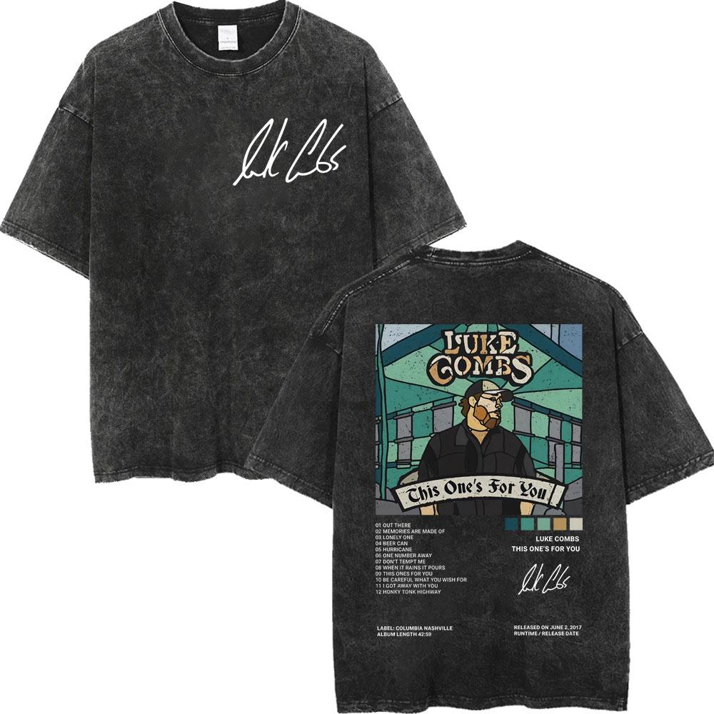 Ретро-футболка с эффектом потертости Singer Luke Combs Tour для мужчин и женщин, летняя повседневная хлопковая футболка с коротким рукавом, подарок фанату