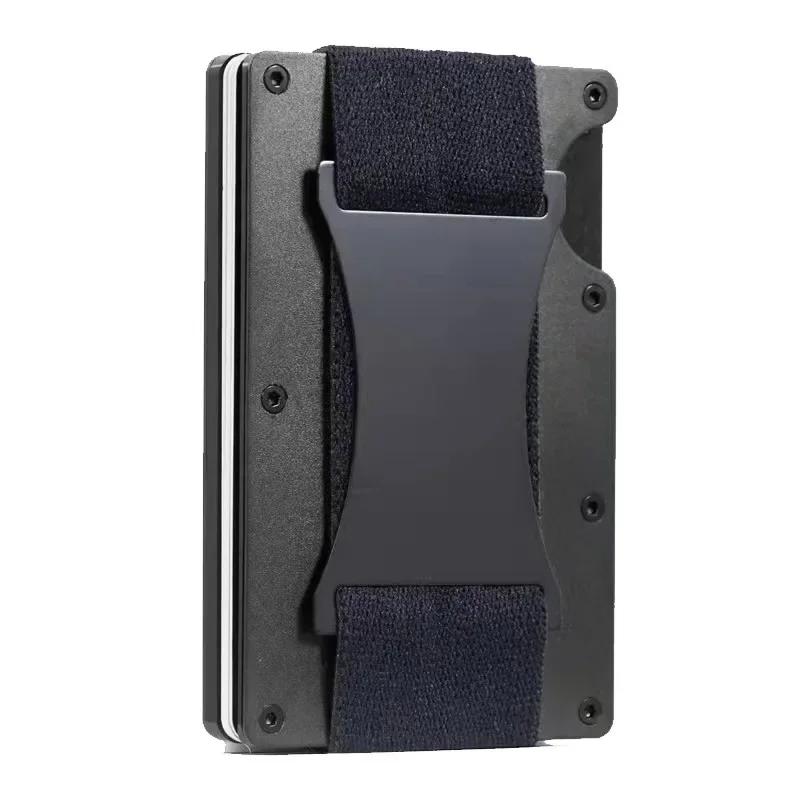 Carbon Fiber Metal Business Card Holders Wallet Men RFID Blocking Slim Minimalist Wallets Male Credit Card Holder Name Card Case