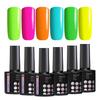 Gel Polish Set Kit 6 Colors 7.5ml Soak Off UV LED Glass Bottle | Neon Gel Polish | Glitter Gel Polish