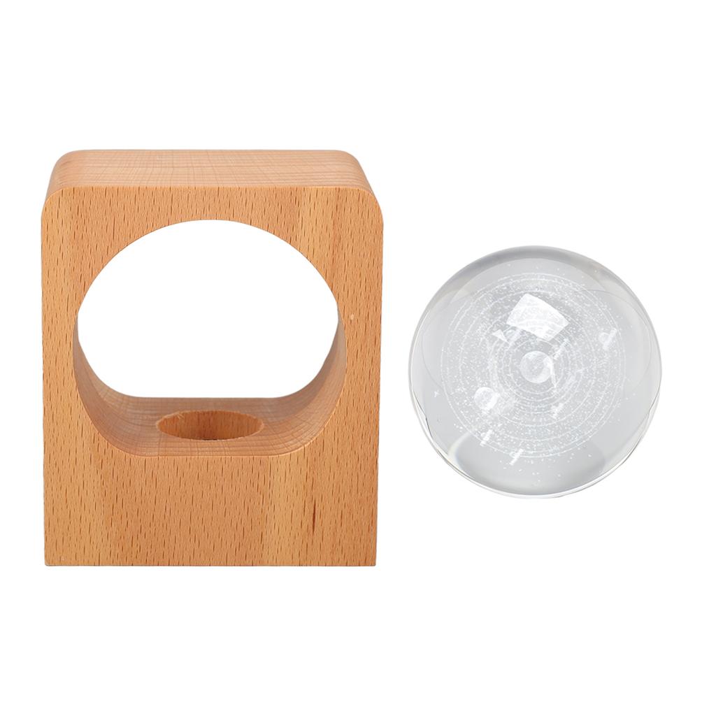 Crystal Ball Night Light with Beech Shelf Pattern Lettering Vintage Decoration Glass Ball Night Lamp for Home
