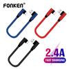 FONKEN USB Type C Short Cable 90 Degree Phone Charger Cord 25cm Mini Micro USB Data Cable For Powerbank Laptop Charge Cable Wire
