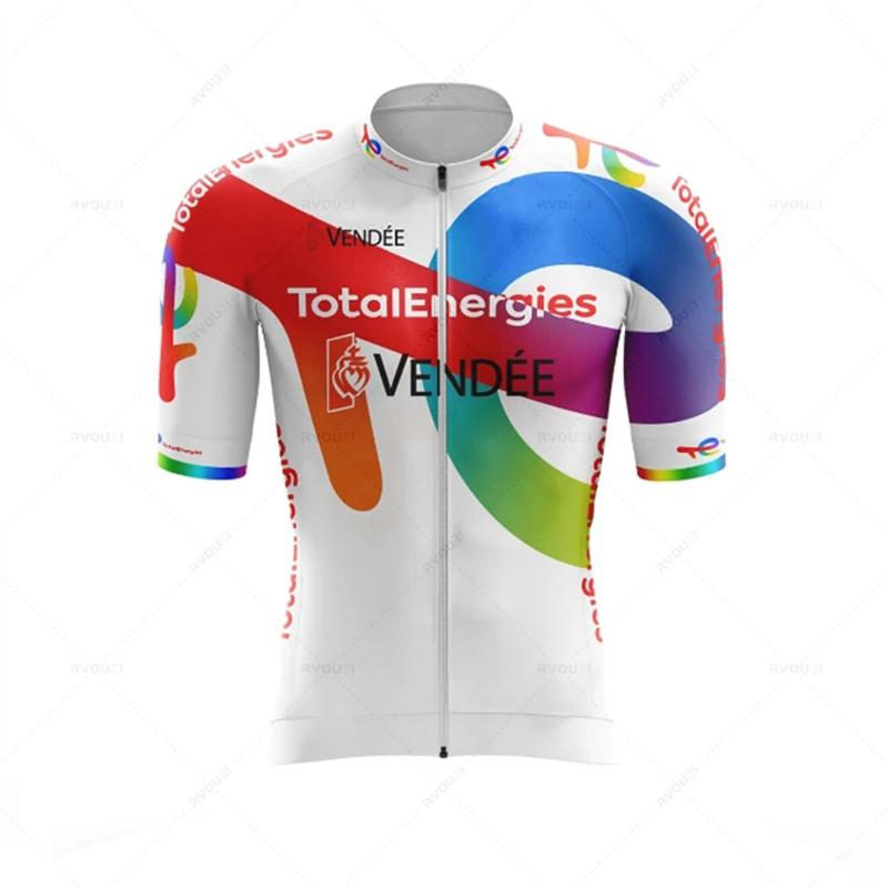 Комплект велосипедной формы команды Total Energies Дышащий МТБ Майка Ciclismo Hombre Спортивная одежда для улицы С нагрудником Летняя велосипедная одежда