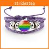 Distinctive And Colorful Rainbow Flag Time Gemstone Purple Bracelet Leather