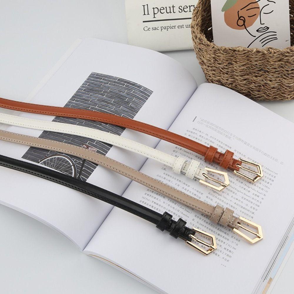 Модный пояс из искусственной кожи Универсальный трендовый пояс на талию Украшение для платьев Пряжка-пика Тонкий ремень