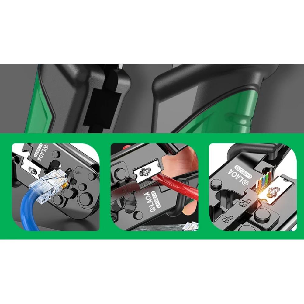 Сетевые плоскогубцы с храповым механизмом 8P6P, плоскогубцы для стальной проволоки, пресс-клещи для проволоки с хрустальной головкой, трехцелевой набор, плоскогубцы для зачистки проводов