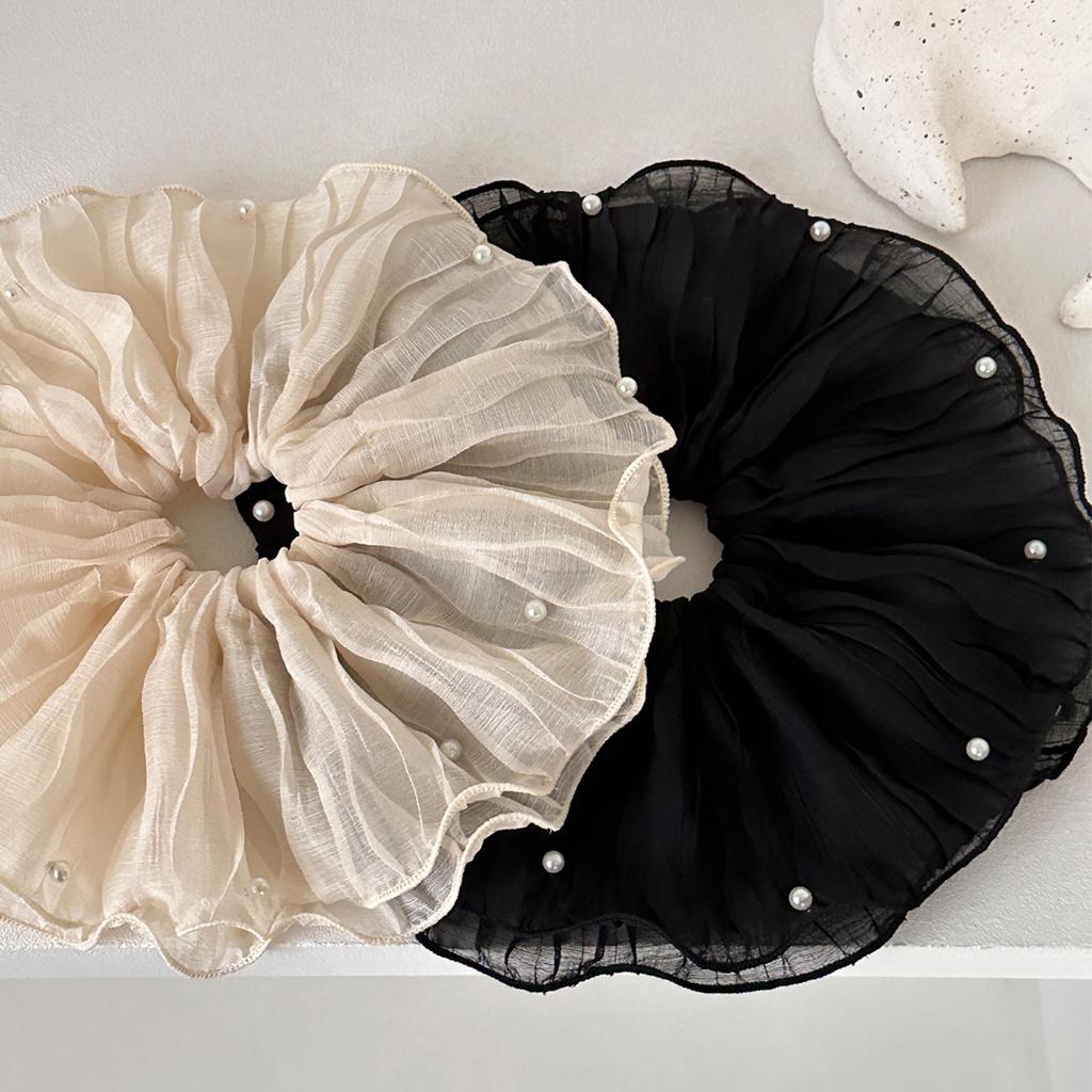 Large Korean Hair Accessories Big Ties Elastic Bands for Girls Women Scrunchies Rubber Fascinator Vintage Pearl  Popular New