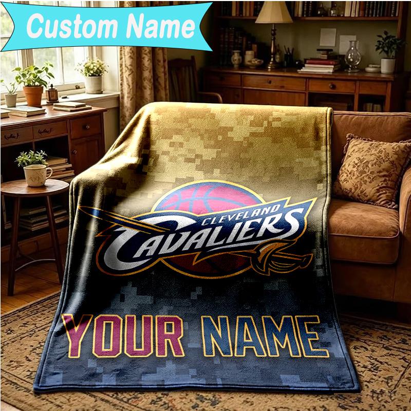 1PC Custom Name Blanket Cleveland Lights Shadows Flannel blankets Patterns Throw Blanket All-Season Soft Gift for Couch, Bed, Camping, Birthday gifts