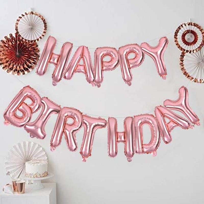 Happy Birthday Celebration Kit Foil Balloons Banner Letter Garland Decorations Perfect For Birthday Party Accessories