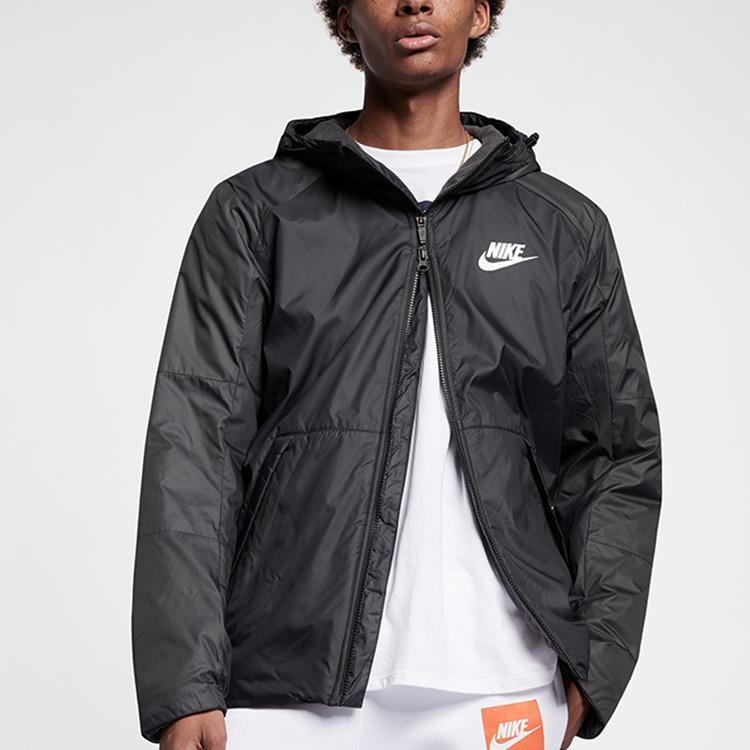 Nike Спортивная утепленная куртка с капюшоном мужская черная AJ7957-010