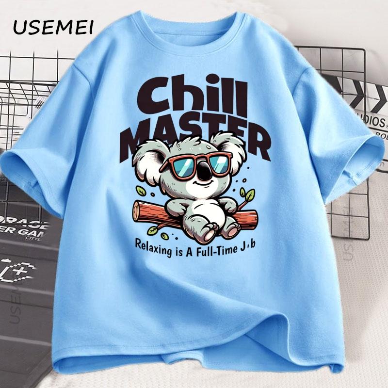 Chill Master Koala T Shirt Funny Koala Graphic Tee Animal Lover Gift Unisex Women Summer Casual Cotton Loose Tshirt Male Clothing