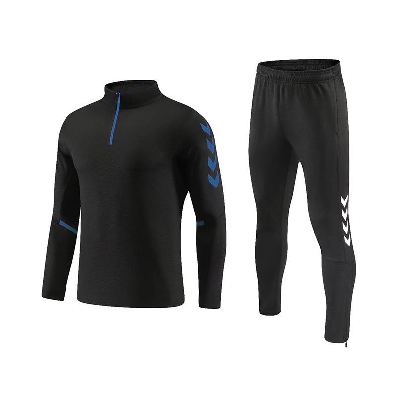 Мужской тренировочный футбольный костюм с полумолнией и длинным рукавом на осень/зиму - школьная форма с принтом