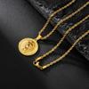Coin Necklace Lion Pendant with Width French Rope Chain Medal Necklace Gold Surgical Stainless Steel Hypoallergenic Amulet Accessory Unisex Gift