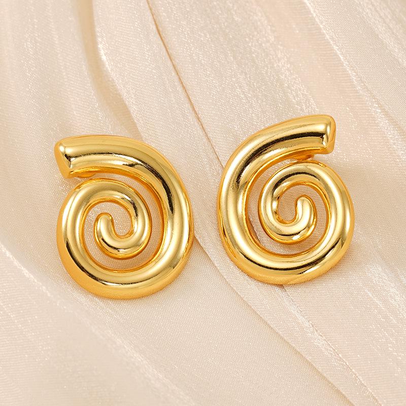 Минималистичные металлические серьги-спирали: Уникальный европейский и американский дизайн, женский нишевый стиль, передовые темпераментные серьги-пусеты.