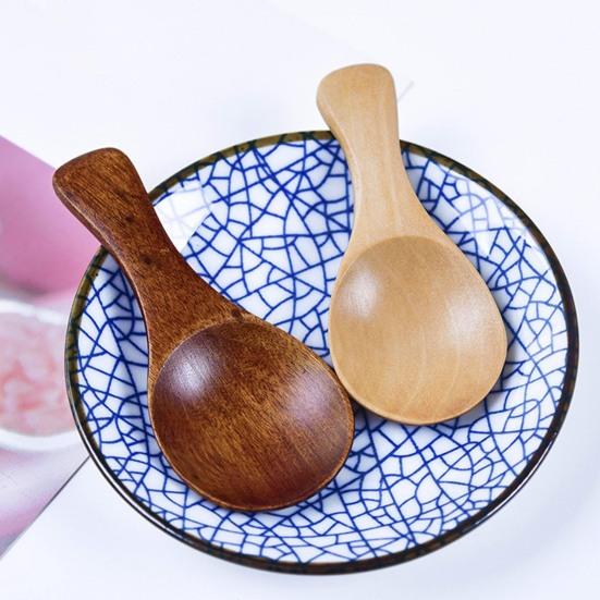 4 шт./набор Ложки детские с короткой ручкой, гладкие, пищевого класса, мини-кухонные ложки для специй и приправ, деревянные ложки, кухонные гаджеты