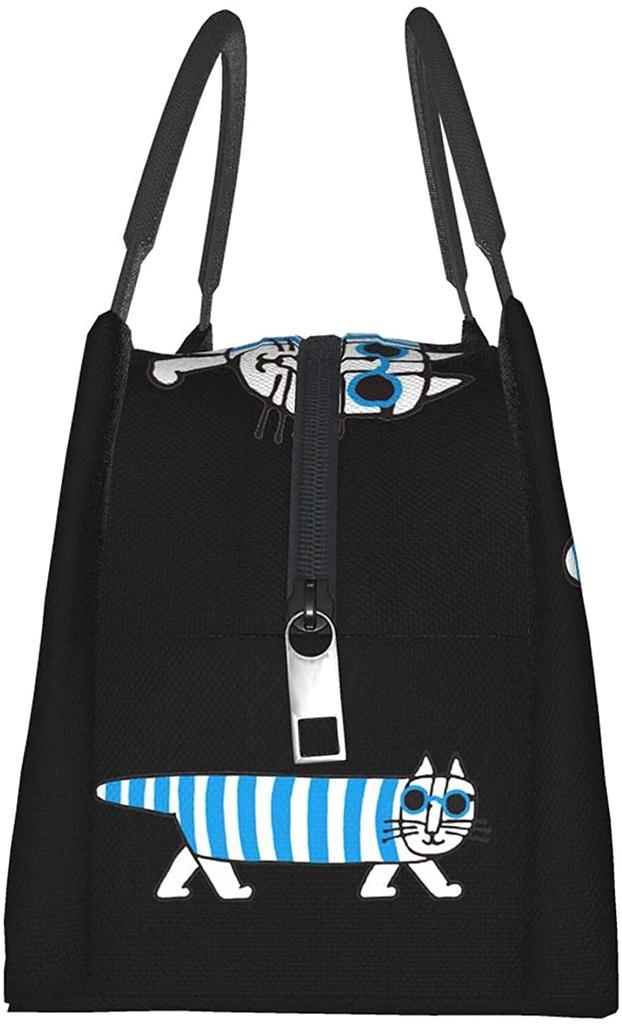 Lisa Larson Insulated Lunch Bag with Bento Cooler Bag with Soft Cooler Bag Clasp, Black, Box, Insulated, Zipper, Compact, Bag, Tote/Eco