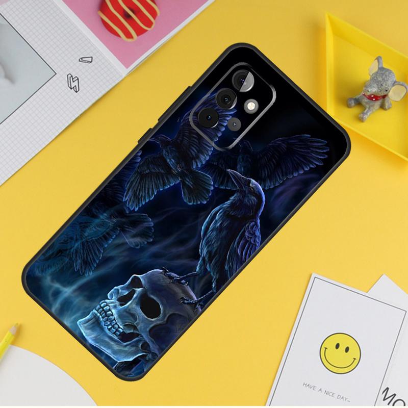 Чехол для телефона Crow Raven Dark Skull для Samsung Galaxy A14 A34 A54 A12 A32 A52 A51 A71 A53 A33 A13 A15 A25 A35 A55