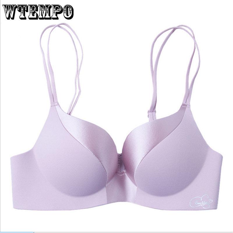 Цельный бесшовный бюстгальтер женский, регулируемое нижнее белье, женское сексуальное без стального кольца, тонкий пуш-ап под толстой чашкой