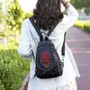 Embroidered Chest Bag, Women's New Fashionable Washed PU Bag Large Capacity Lightweight Shopping and Travel Backpack