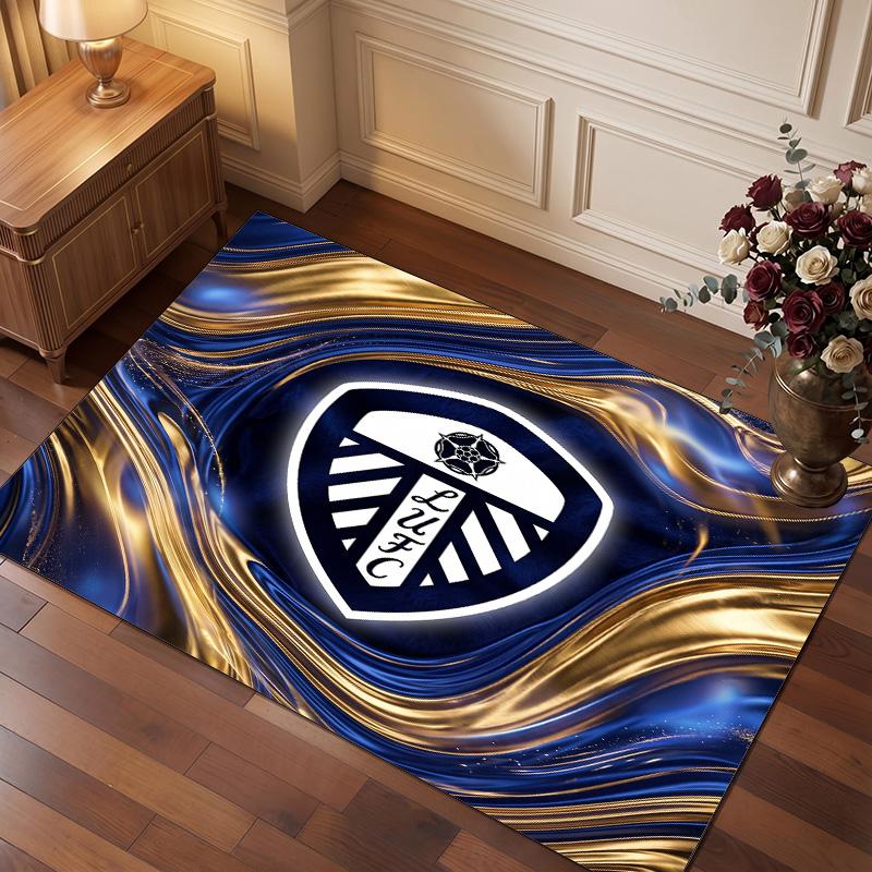 Ковер из хрустального бархата с принтом футбольного клуба Leeds United, Удобный, Впитывающий влагу, Нескользящий, Для помещений