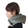 Вязаная балаклава, грелка для шеи с теплым капюшоном, стильная грелка для шеи с капюшоном [TRAX SHOP] Женская, на пуговицах, шарф, (Сине-серый микс)
