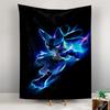 Tapestry Pokemon Lucario Neon Blue Aura Fighting Anime Legendary Wall Hanging for Otaku Game Room Bedroom Decor