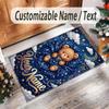 Teddy Bear Theme Crystal Velvet Rug Personalized Custom Name Text Soft Floor Mat Home Decor